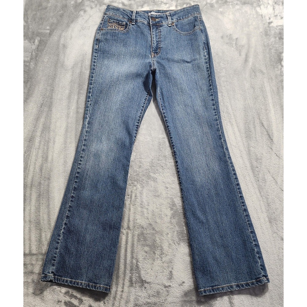 Vintage BandolinoBlu Jeans Womens 10 Blue High Rise Bootcut‎ Stretch Embroidered